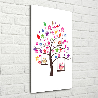 Plexiglasbilder vertikal Eulen auf Schaukeln