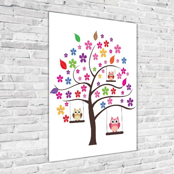 Plexiglasbilder vertikal Eulen auf Schaukeln