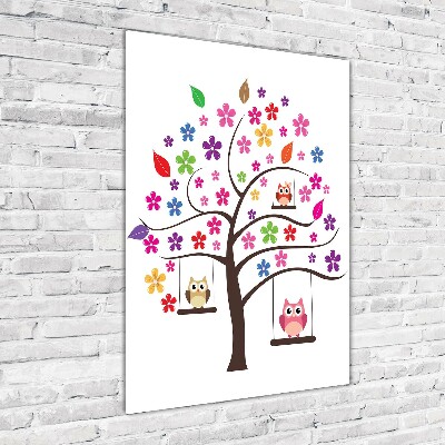 Plexiglasbilder vertikal Eulen auf Schaukeln