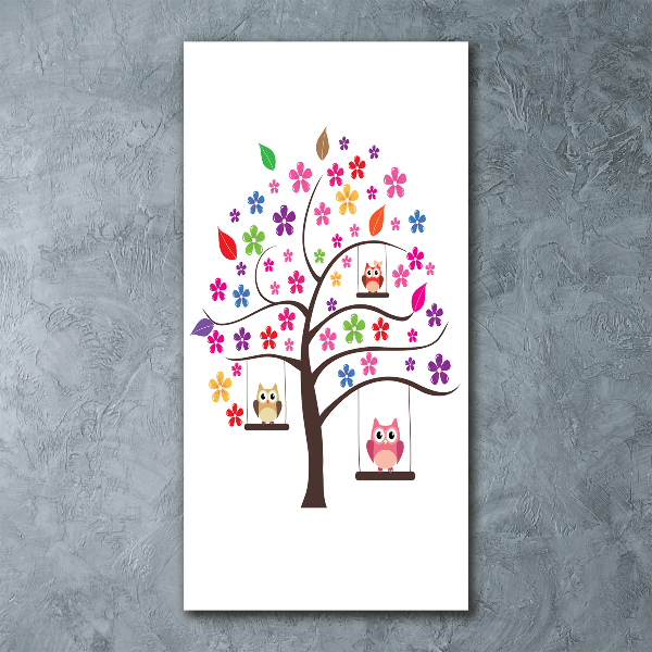 Plexiglasbilder vertikal Eulen auf Schaukeln