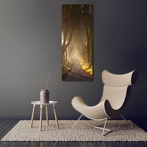 Modernes Acrylbild vertikal Pfad im Wald