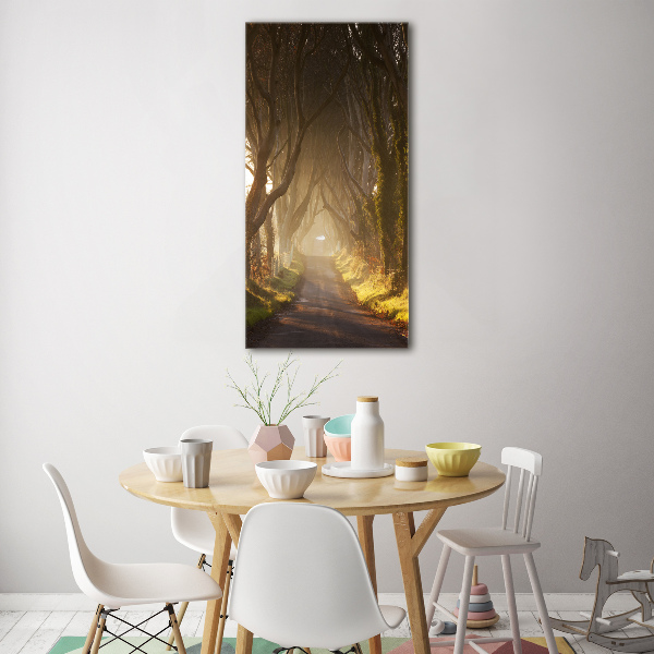 Modernes Acrylbild vertikal Pfad im Wald