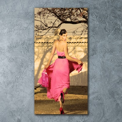 Plexiglasbilder vertikal Frau in Pink