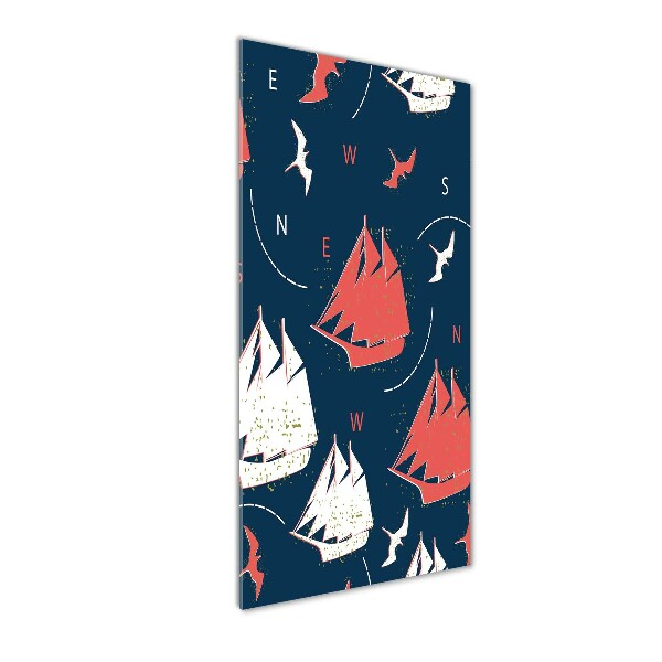 Modernes Acrylbild vertikal Schiffe Seevögel