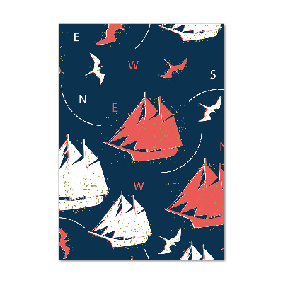 Modernes Acrylbild vertikal Schiffe Seevögel