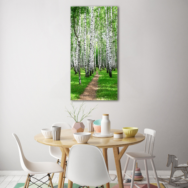 Bild auf Acrylglas vertikal Birkenwald