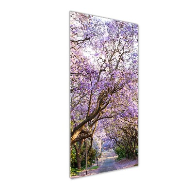Modernes Acrylbild vertikal Jacaranda-Pfad
