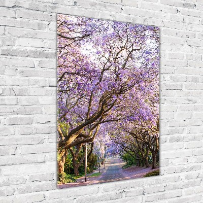 Modernes Acrylbild vertikal Jacaranda-Pfad