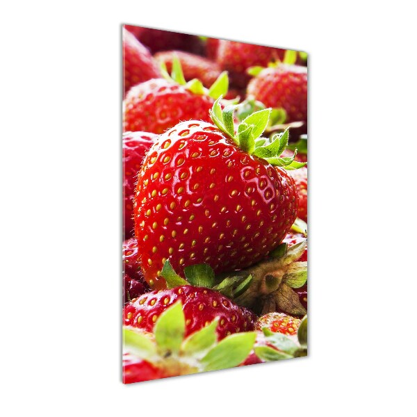 Modernes Acrylbild vertikal Erdbeeren
