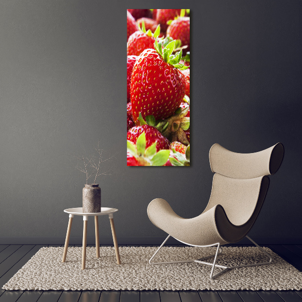 Modernes Acrylbild vertikal Erdbeeren