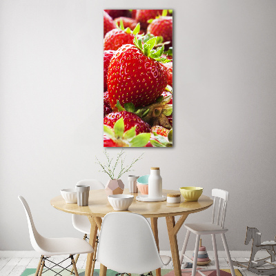 Modernes Acrylbild vertikal Erdbeeren
