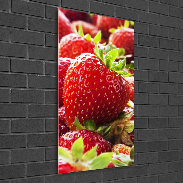 Modernes Acrylbild vertikal Erdbeeren