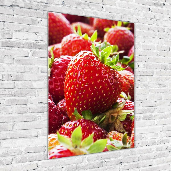 Modernes Acrylbild vertikal Erdbeeren