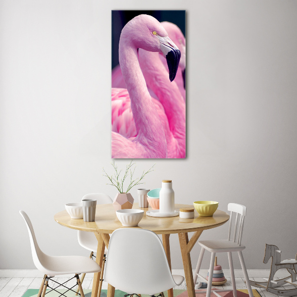 Modernes Acrylbild vertikal Flamingos