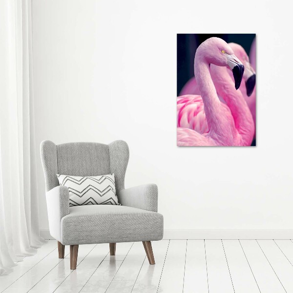 Modernes Acrylbild vertikal Flamingos