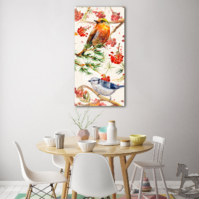 Bild auf Acrylglas vertikal Vögel und Blumen