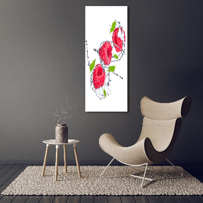 Modernes Acrylbild vertikal Himbeeren