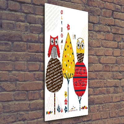 Bild auf Acrylglas vertikal Eulen in den Bäumen