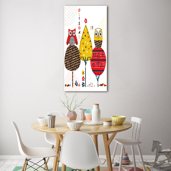 Bild auf Acrylglas vertikal Eulen in den Bäumen