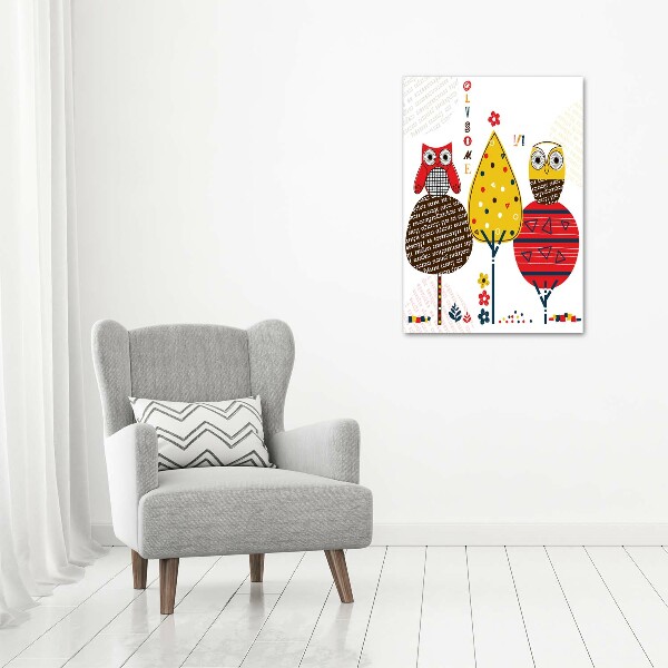 Bild auf Acrylglas vertikal Eulen in den Bäumen