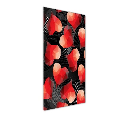 Modernes Acrylbild vertikal Geometrische Herzen