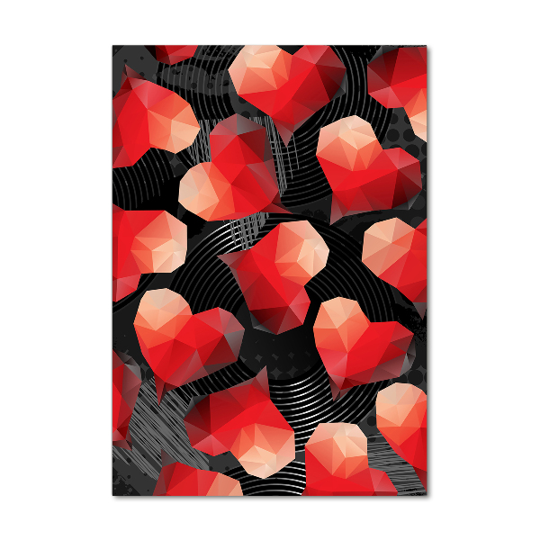 Modernes Acrylbild vertikal Geometrische Herzen