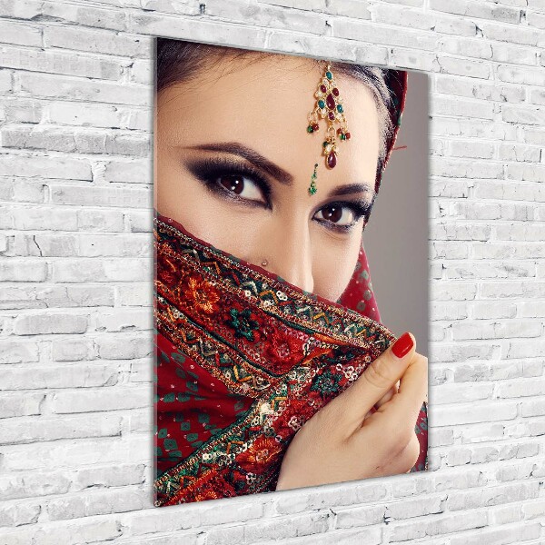 Modernes Acrylbild vertikal Indische Frau