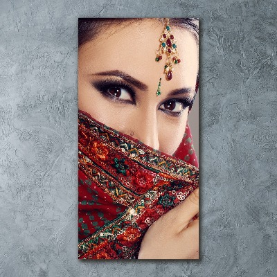 Modernes Acrylbild vertikal Indische Frau