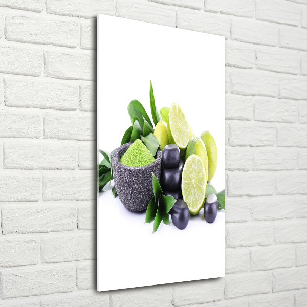 Bild auf Acrylglas vertikal Zitrusfrüchte und Steine