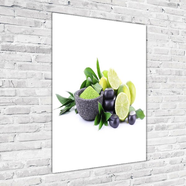 Bild auf Acrylglas vertikal Zitrusfrüchte und Steine