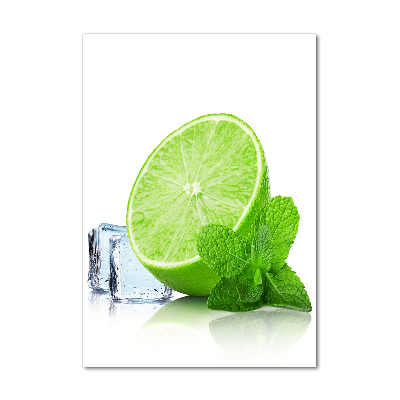 Modernes Acrylbild vertikal Limette und Eis