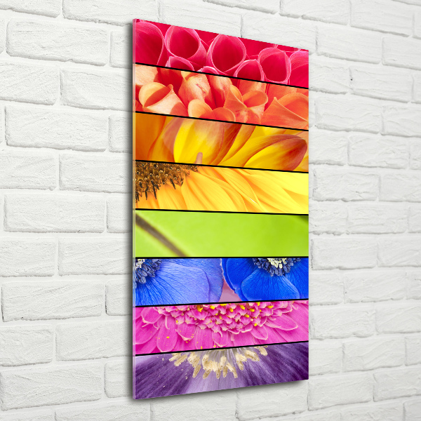 Modernes Acrylbild vertikal Bunte Blumen
