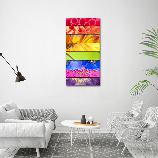 Modernes Acrylbild vertikal Bunte Blumen