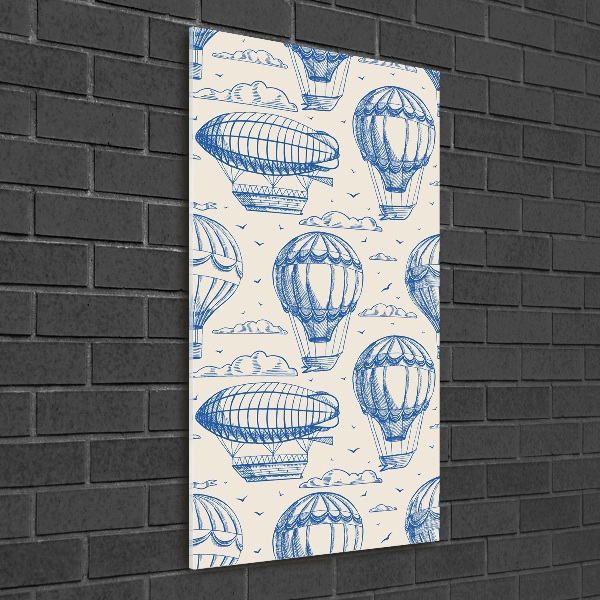 Modernes Acrylbild vertikal Luftschiffe und Ballons