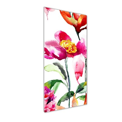 Modernes Acrylbild vertikal Wildblumen