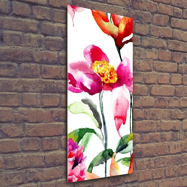 Modernes Acrylbild vertikal Wildblumen