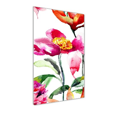 Modernes Acrylbild vertikal Wildblumen