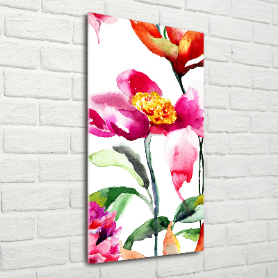 Modernes Acrylbild vertikal Wildblumen