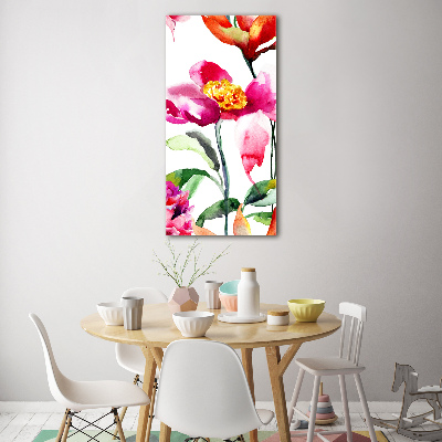 Modernes Acrylbild vertikal Wildblumen