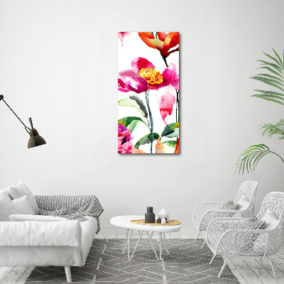 Modernes Acrylbild vertikal Wildblumen
