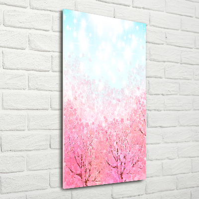 Modernes Acrylbild vertikal Kirschblüten