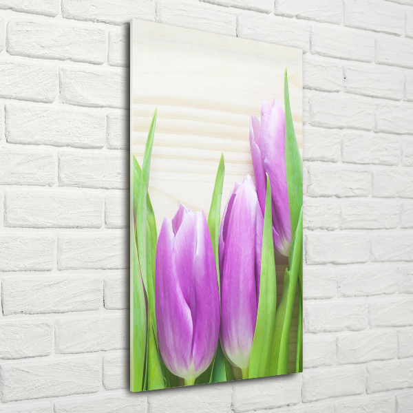 Bild auf Acrylglas vertikal Lila Tulpen