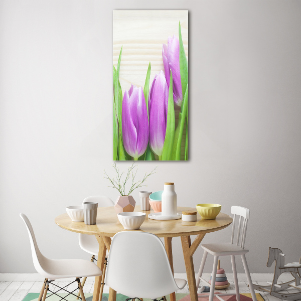Bild auf Acrylglas vertikal Lila Tulpen