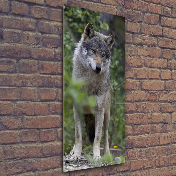 Modernes Acrylbild vertikal Wolf im Wald