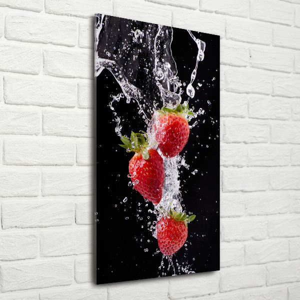 Acrylbild vertikal Erdbeeren