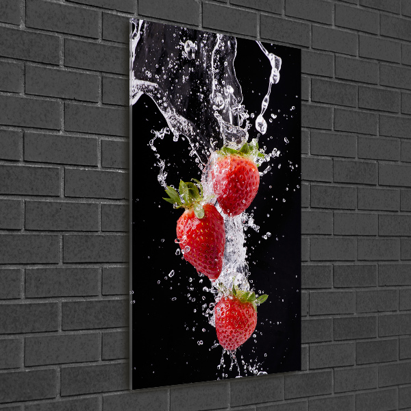 Acrylbild vertikal Erdbeeren