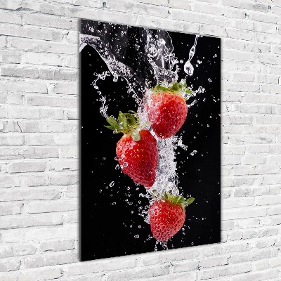 Acrylbild vertikal Erdbeeren