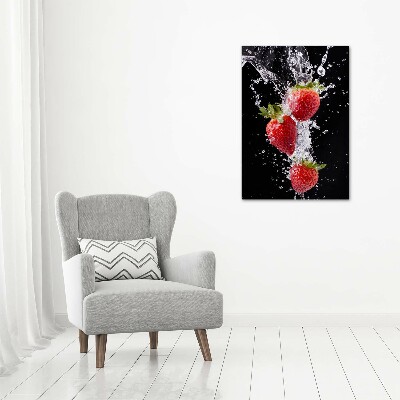 Acrylbild vertikal Erdbeeren