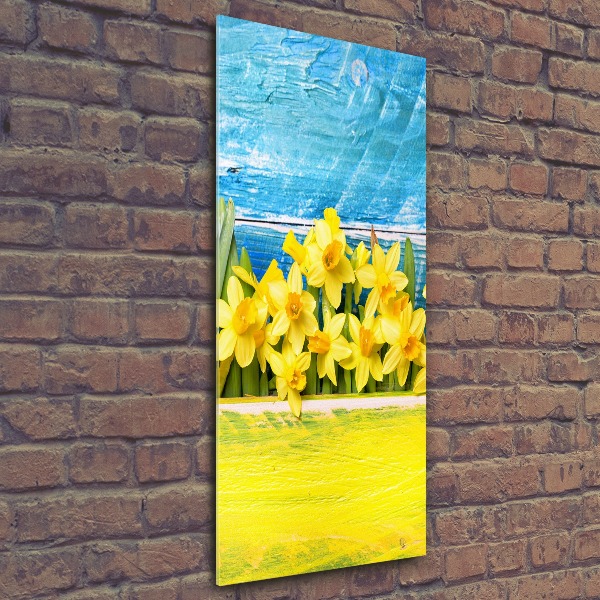 Modernes Acrylbild vertikal Narzissen