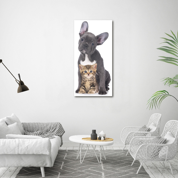 Bild auf Acrylglas vertikal Hund und Katze